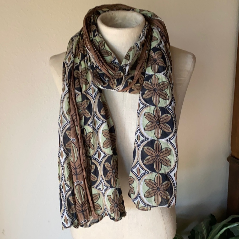 Cotton Bohemian floral scarf